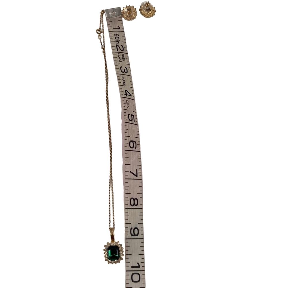 Glamorous Roman Rectangular Emerald Rhinestone Ea… - image 8